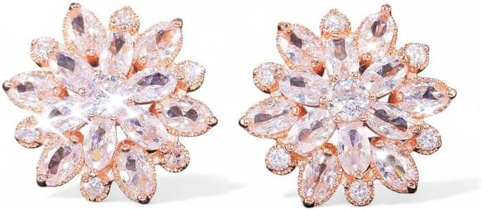 Jewels Galaxy Rose Gold Plated American Diamond Studs