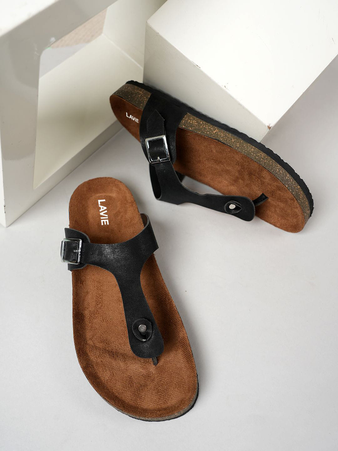 Lavie Women Black T-Strap Flats