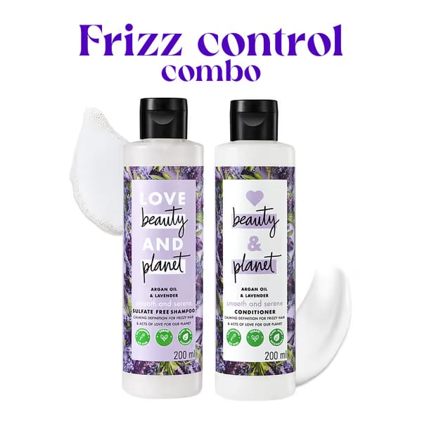 Love Beauty & Planet Natural Argan Oil And Lavender Anti-frizz Smoothening Shampoo & Conditioner Nykaa sale