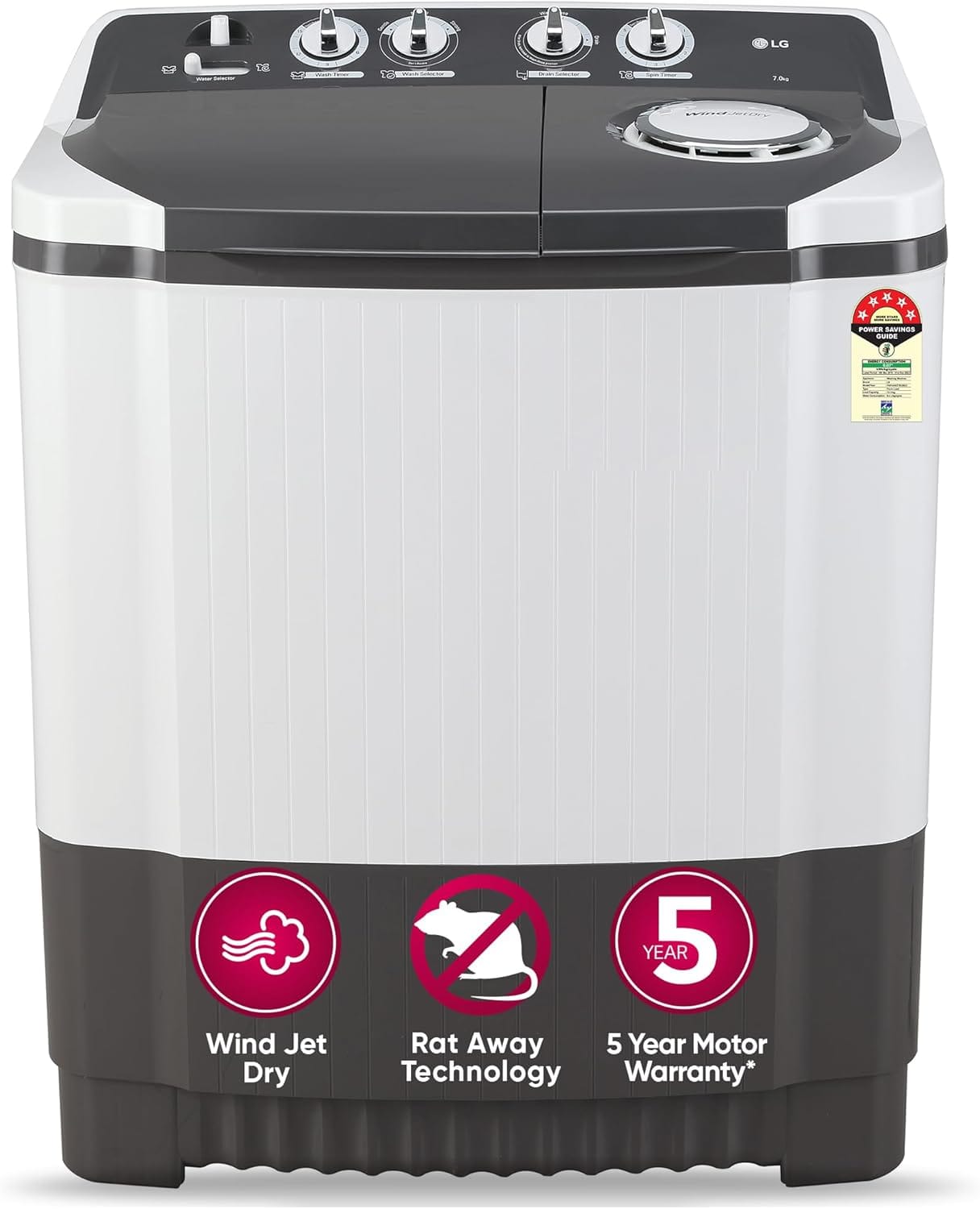 LG 7 Kg 5 Star Semi Automatic Washing Machine