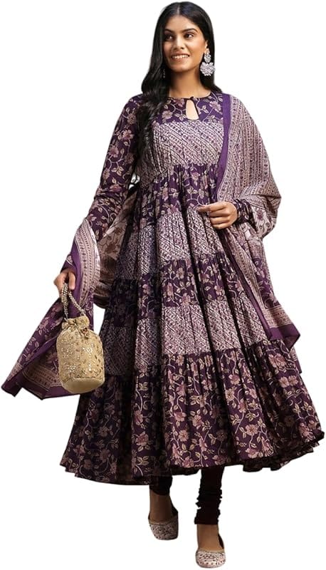 Libas Women's Floral Printed Cotton Kurta Dress