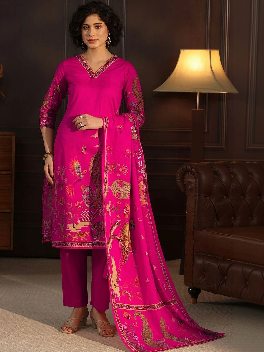 Libas Women Ethnic Motifs Printed Regular Kurta with Trousers & With Dupatta Myntra sale