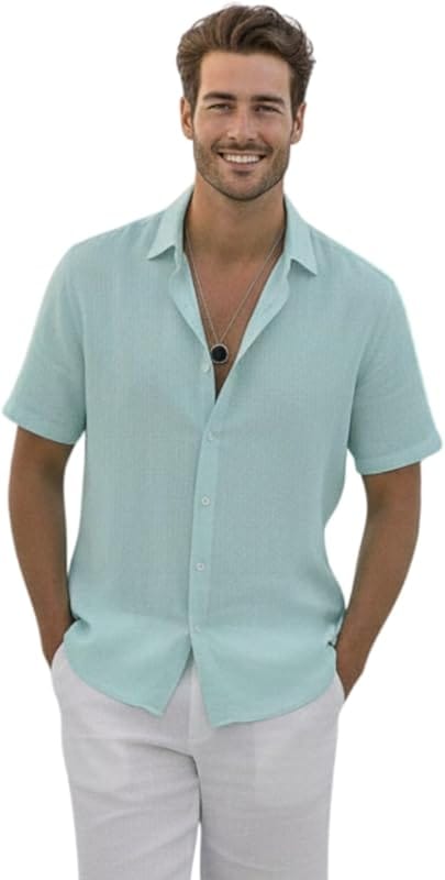Uniqlo Linen Short Sleeve Casual Shirt — Men