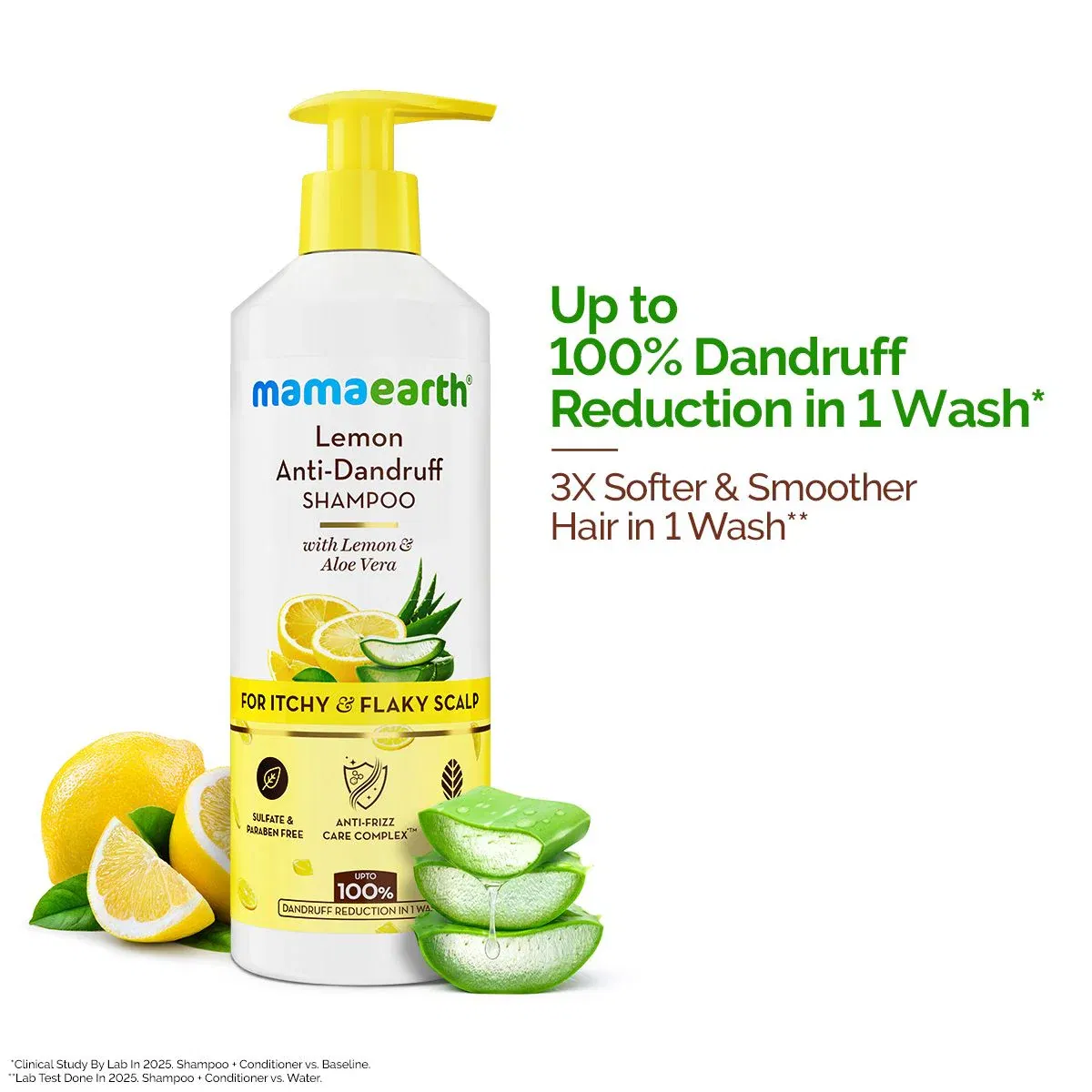 Lemon Anti-Dandruff Shampoo with Lemon & Aloe Vera for Itchy & Flaky Scalp - 400ml Mamaearth sale