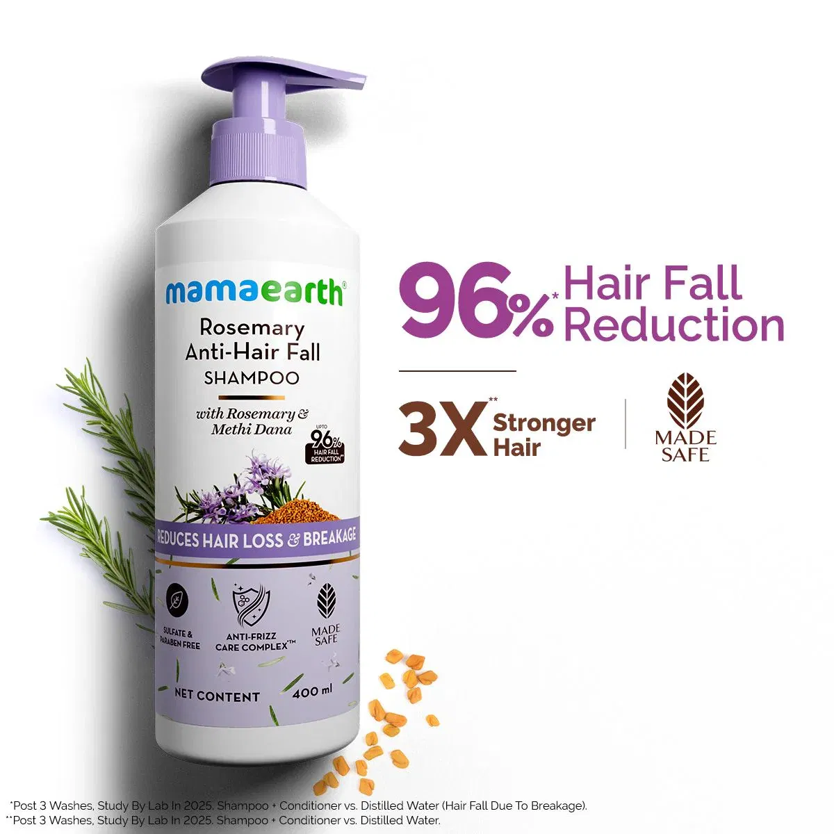 Rosemary Anti-Hair Fall Shampoo with Rosemary & Methi Dana for Reducing Hair Loss & Breakage - 400 ml Mamaearth sale