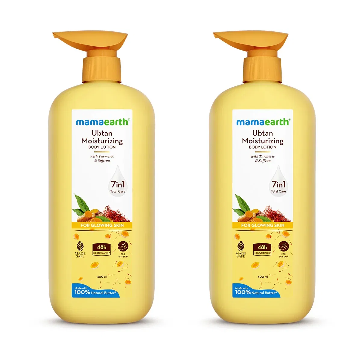 Mamaearth Ubtan Moisturizing Body Lotion with Turmeric & Saffron for Glowing Skin - 400ml (Pack of 2) Mamaearth sale