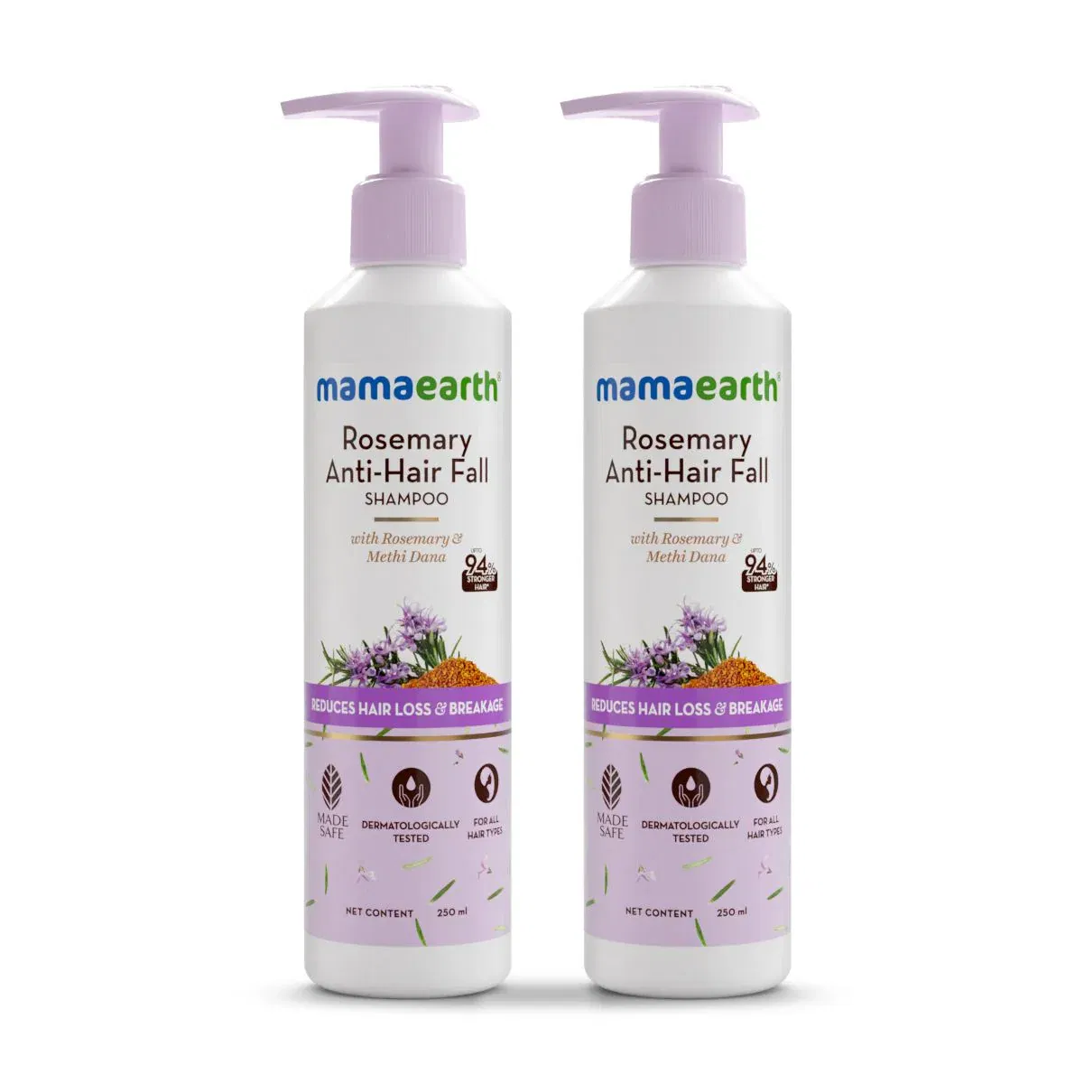 Rosemary Anti-Hair Fall Shampoo with Rosemary & Methi Dana for Reducing Hair Loss & Breakage - 250 ml (Pack of 2) Mamaearth sale