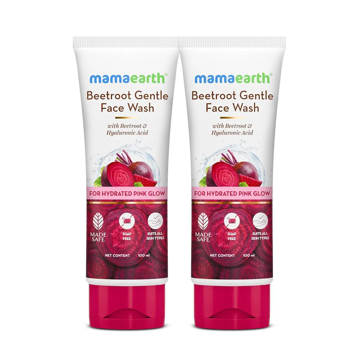 Beetroot Gentle Face Wash With Beetroot & Hyaluronic Acid - 100 ml (Pack of 2) Mamaearth sale