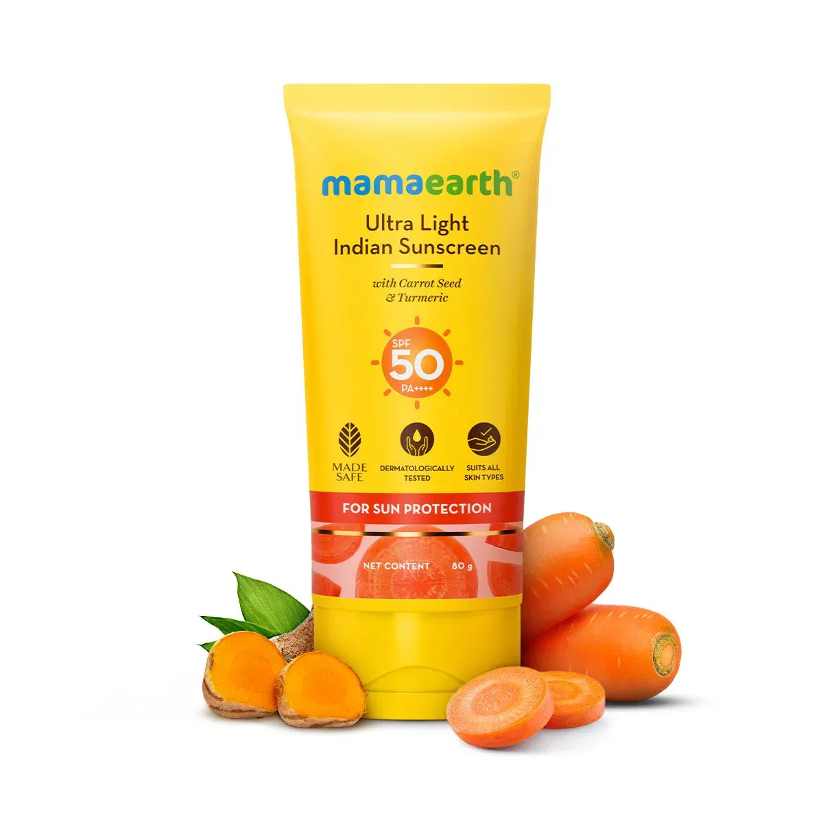 Mamaearth Ultra-Light Indian Sunscreen SPF 50 PA++++ – In-Vivo Tested (ISO 24444 & ISO 24442 Certified, CTRI/2025/07/090388) - 80g Mamaearth sale