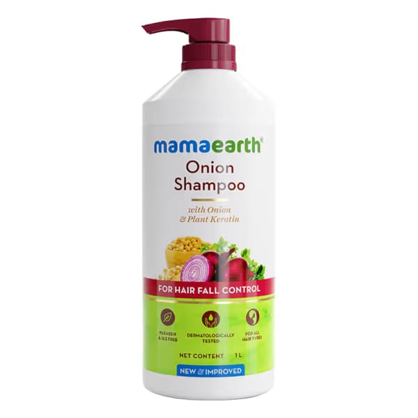Mamaearth Onion Shampoo for Anti Hair Fall & Hair Growth with Onion Oil & Plant Keratin 1 Ltr Nykaa sale