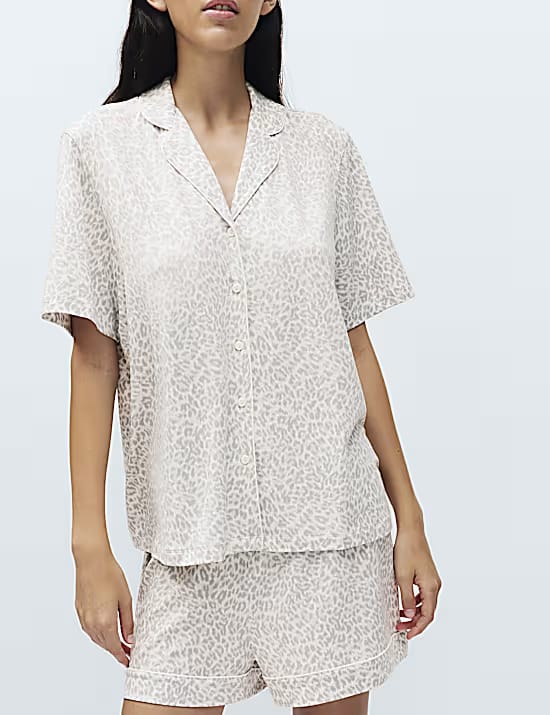 M&S Soft Touch Printed Revere Shortie Set Marks & Spencer sale