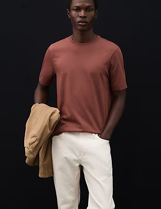 M&S Pure Supima Cotton Performance Crew Neck T-Shirt Marks & Spencer sale