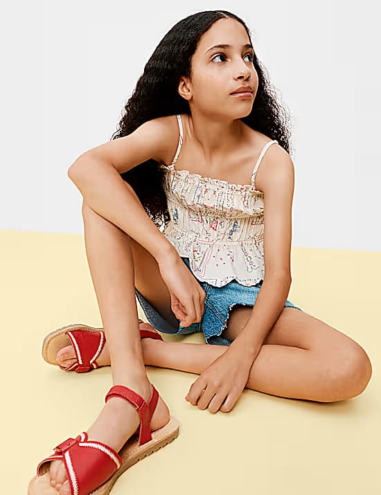 M&S Cotton Rich Shirred Cami Vest Top, 6-16 Yrs Marks & Spencer sale