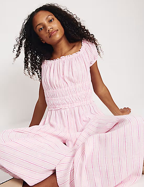 M&S Linen Blend Wide Leg Jumpsuit, 6-16 Yrs Marks & Spencer sale