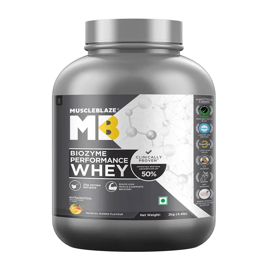 MuscleBlaze Biozyme Performance Whey, 4.4 lb Magical Mango MuscleBlaze sale