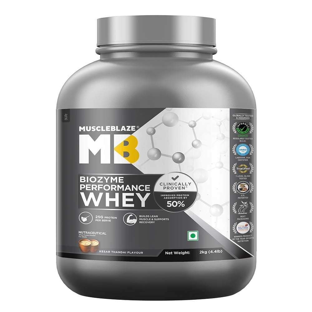 MuscleBlaze Biozyme Performance Whey, 4.4 lb Kesar Thandai MuscleBlaze sale