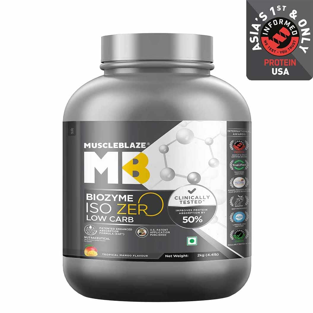 MuscleBlaze Biozyme Iso-Zero, 4.4 lb Low Carb Tropical Mango MuscleBlaze sale