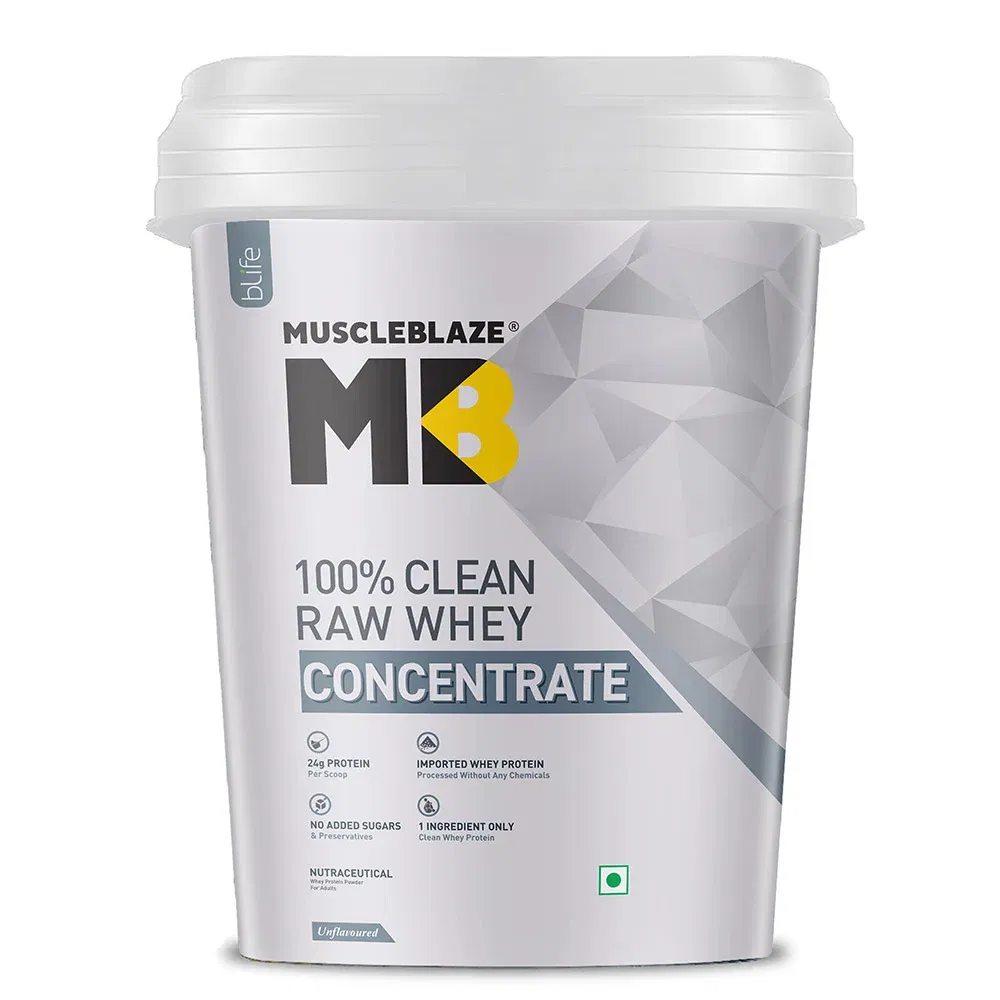 MuscleBlaze 100% Clean Raw Whey Protein Concentrate, 8.8 lb Unflavoured MuscleBlaze sale