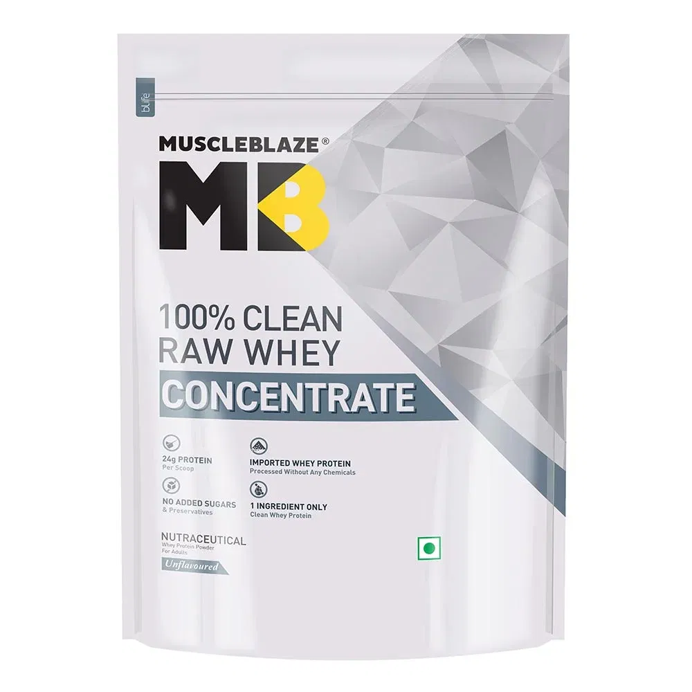 MuscleBlaze 100% Clean Raw Whey Protein Concentrate, 2.2 lb Unflavoured MuscleBlaze sale