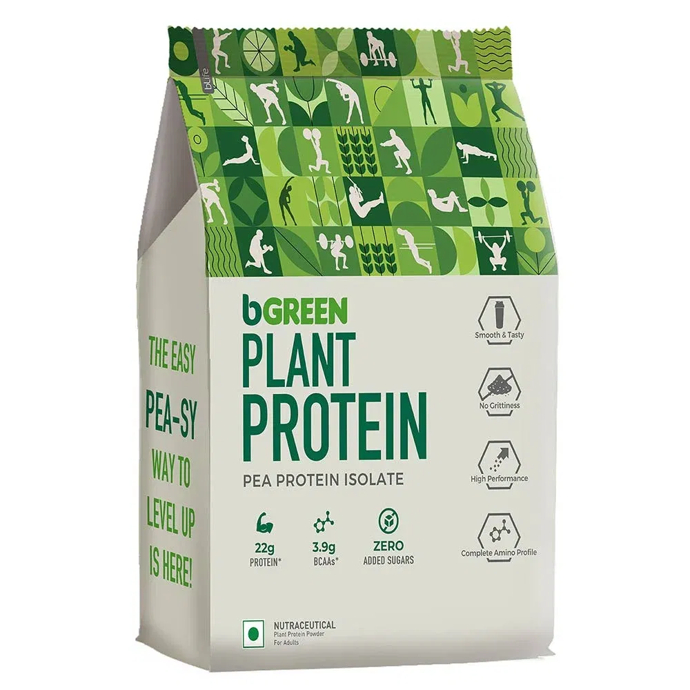 bGREEN Plant Protein Pea Protein Isolate, Chocolate 2.2 lb MuscleBlaze sale