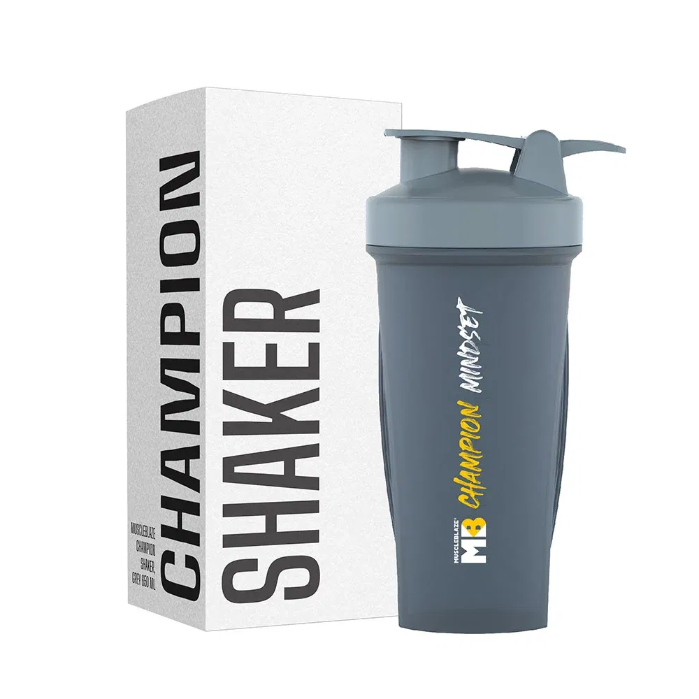 MuscleBlaze Champion Shaker, Grey 650 ml MuscleBlaze sale
