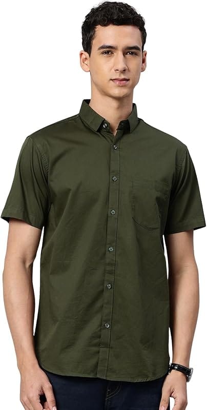 Snitch Organic Cotton Half Sleeve Shirt – Olive Green