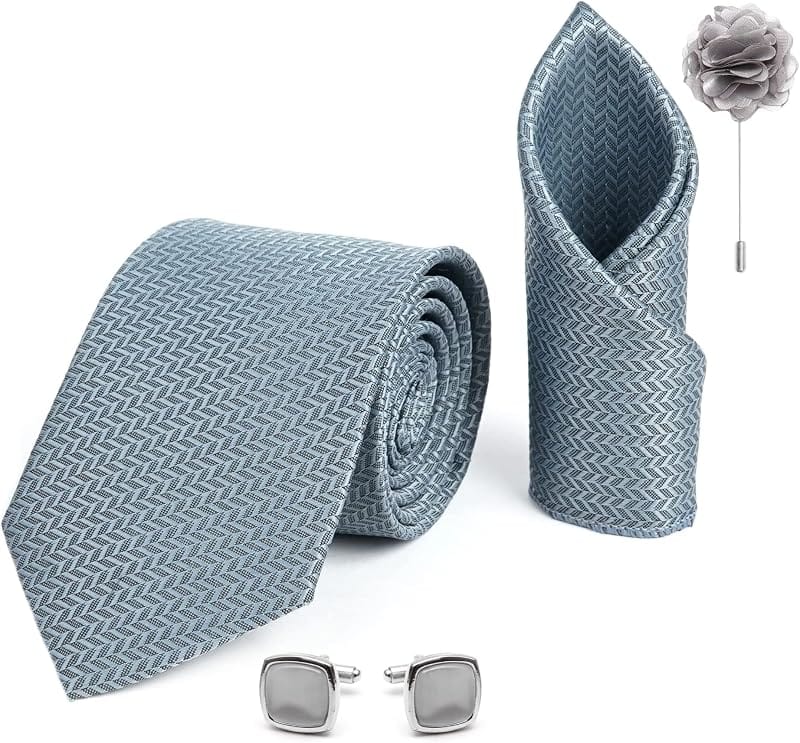 Men's Formal Tie Set Pocket Square Cufflinks Gift