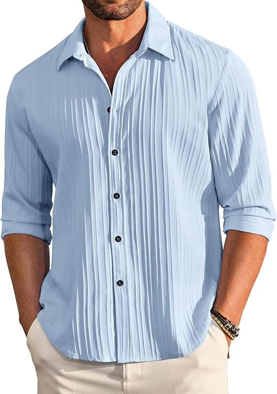 Mens Linen Casual Shirt Blue
