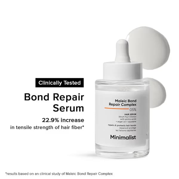 Minimalist Maleic Bond Repair Complex 05% Hair Serum For Soft & Smooth Hair & Treats Split Ends & Breakage Nykaa sale
