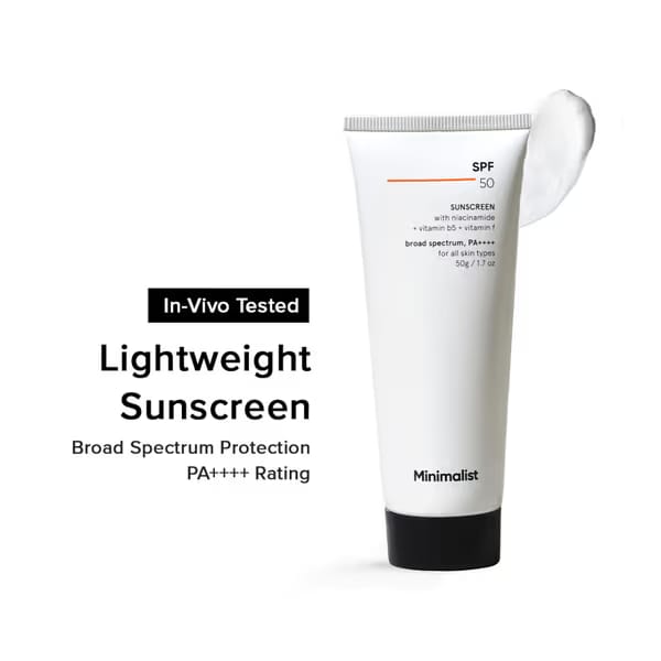 Minimalist SPF 50 PA ++++ Sunscreen With Multi-Vitamin For Reducing Photoaging & No White Cast Nykaa sale
