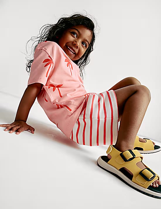 M&S Cotton Rich Jersey Striped Shorts, 2-8 Years Marks & Spencer India sale
