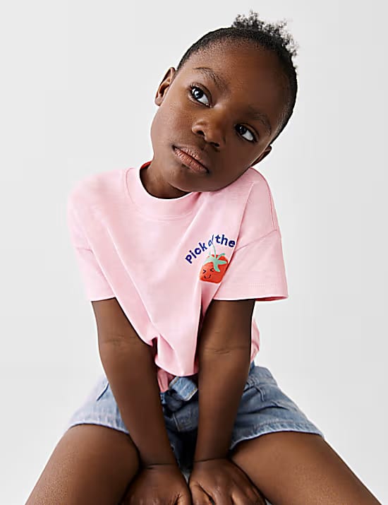 M&S Pure Cotton Tomato T-Shirt, 2-8 Years Marks & Spencer India sale