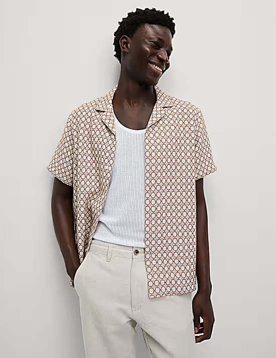 M&S Cotton Rich Jacquard Shirt Marks & Spencer sale