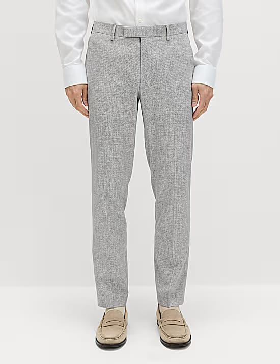 M&S Tailored Fit Textured Stretch Suit Trousers Marks & Spencer sale