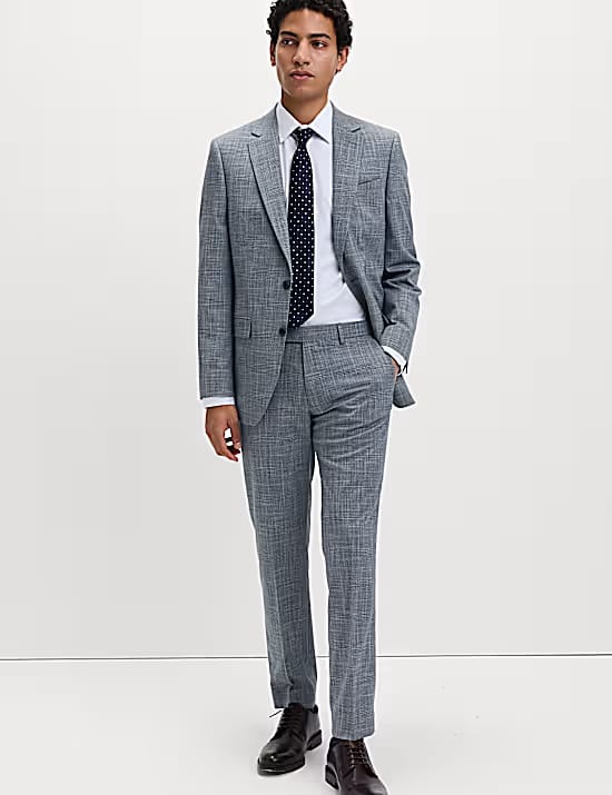 M&S Tailored Fit Check Stretch Jacket Marks & Spencer sale