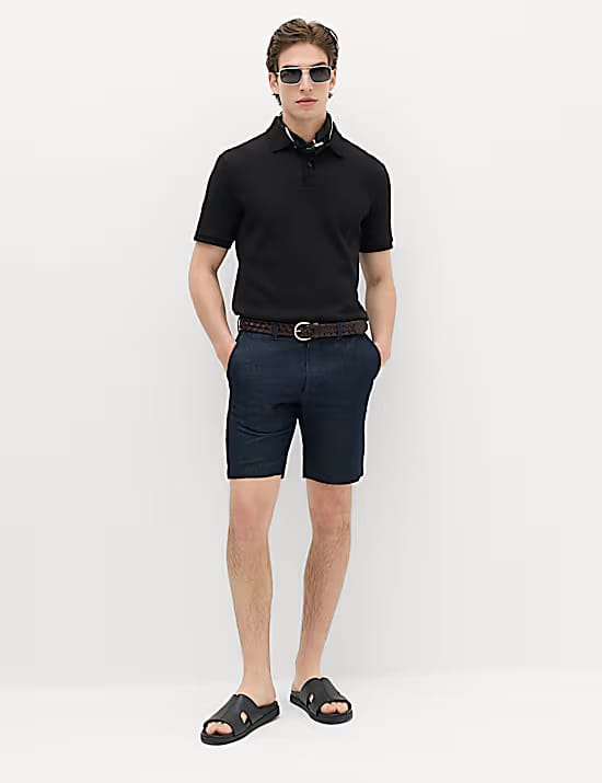 M&S Cotton Rich Textured Knitted Polo Shirt Marks & Spencer sale