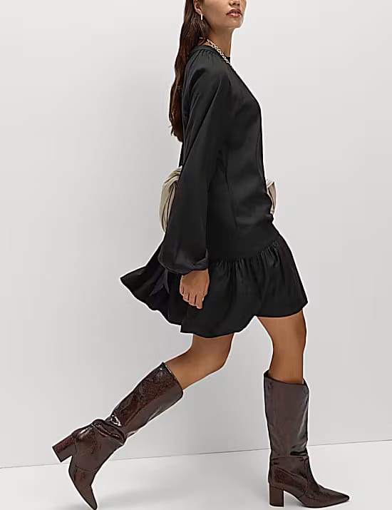 M&S Funnel Neck Mini Smock Dress Marks & Spencer sale