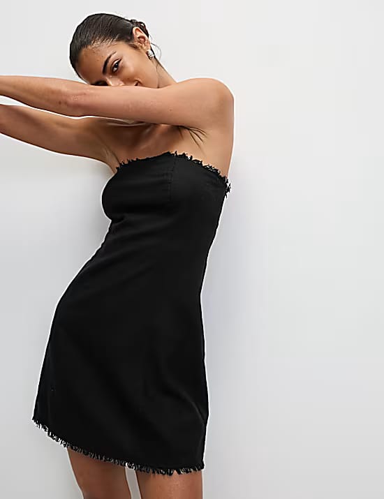 M&S Linen Rich Bandeau Mini Dress Marks & Spencer sale
