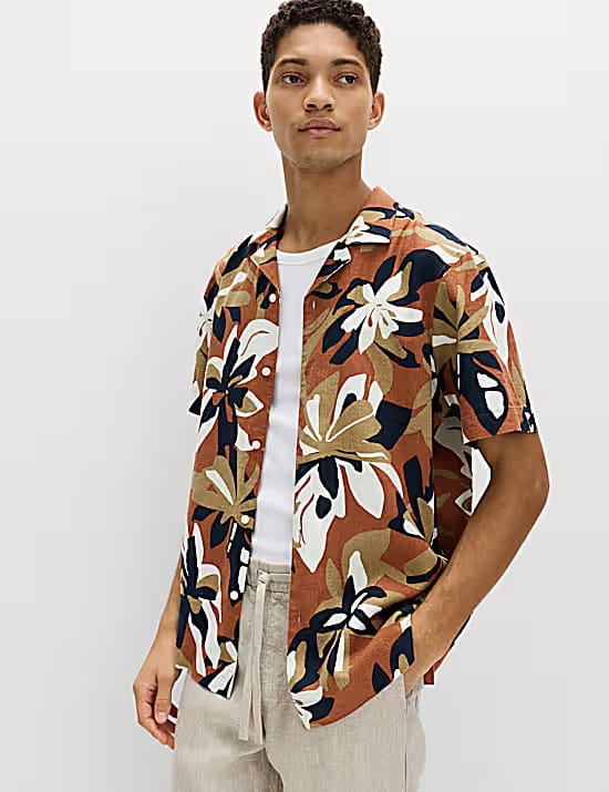 M&S Linen Rich Hawaiian Shirt Marks & Spencer sale