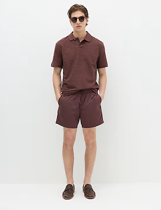 M&S Cotton Rich Notch Neck Boucle Polo Shirt Marks & Spencer sale