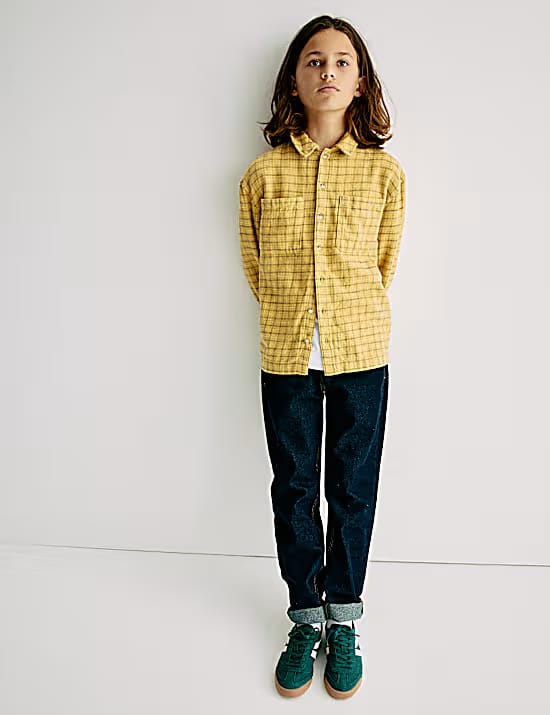 Pure Cotton Micro Check Shirt (6-16 Yrs) Marks & Spencer sale