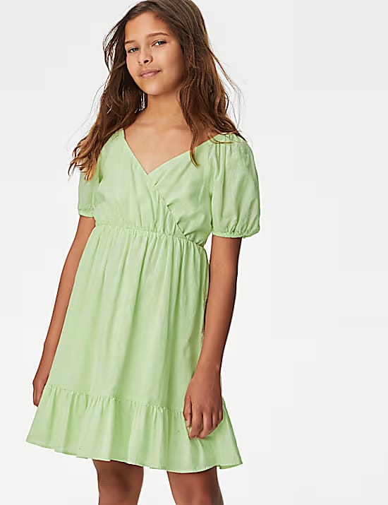 Cotton Rich Wrap Dress (6-16 Yrs) Marks & Spencer sale