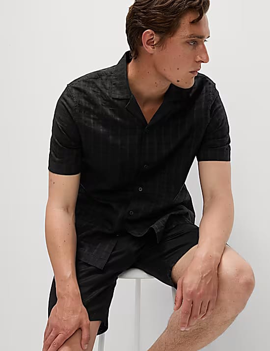 Regular Fit Cotton Rich Textured Shirt Marks & Spencer sale