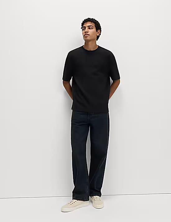 Relaxed Pure Cotton Waffle T-Shirt Marks & Spencer sale