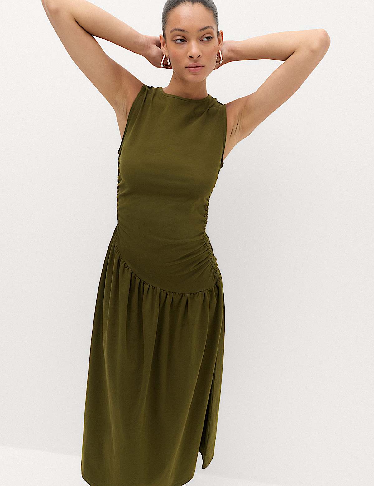 Jersey Ruched Midaxi Drop Waist Dress (Women) M&S sale