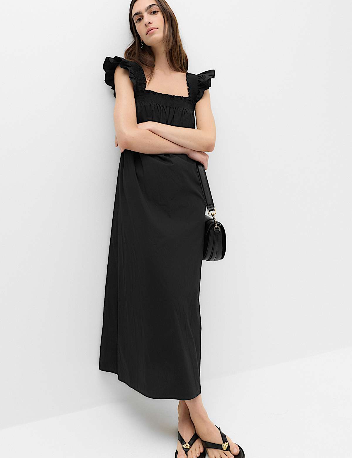 Pure Cotton Shirred Midaxi Smock Dress (Women) M&S sale