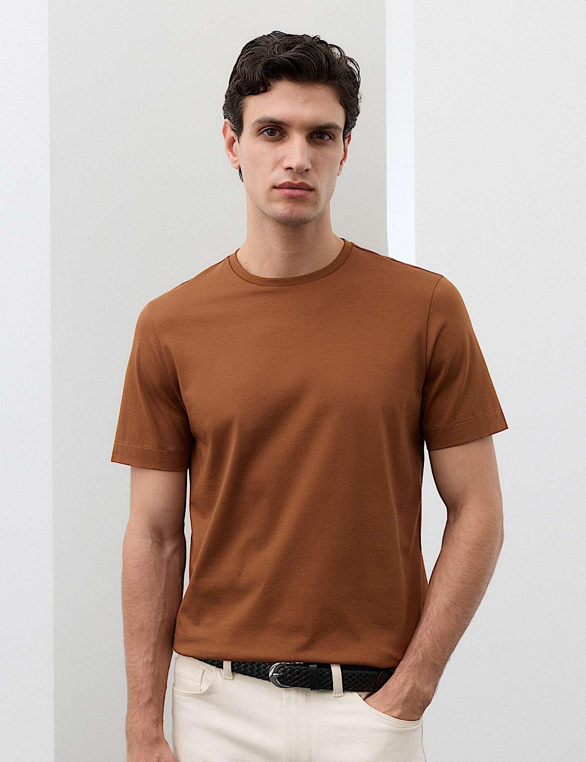 Pure Supima Cotton Performance Crew Neck T-Shirt (Men) M&S sale