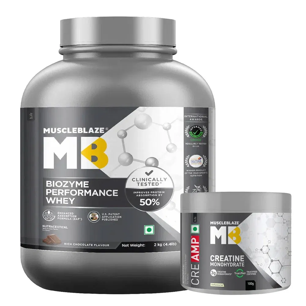 Biozyme Performance Whey 2 kg and Creatine 100g Combo MuscleBlaze sale