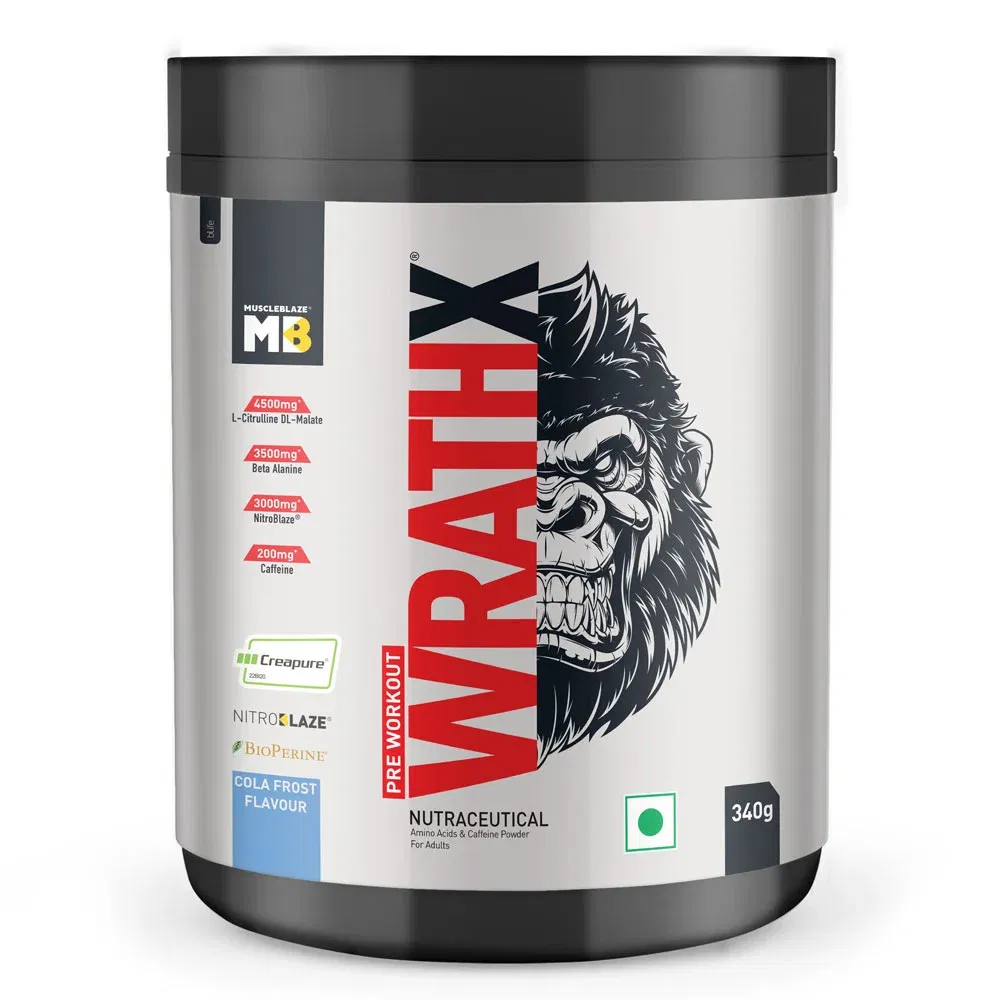MuscleBlaze Pre Workout WrathX, 20 Servings Cola Frost MuscleBlaze sale