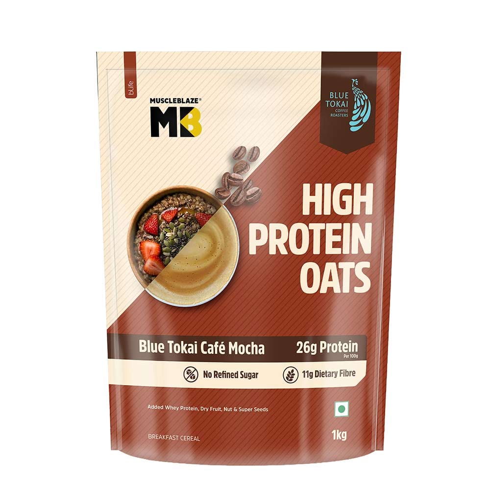 MuscleBlaze High Protein Oats, 1 kg, Blue Tokai Cafe Mocha MuscleBlaze sale